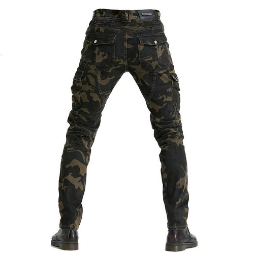 Manufacturer Direct Sales Camouflage Workwear Multi-Pocket Men's Motorcycle Denim Outdoor Motorcyclist Elastic Anti-Fall Riding Pants