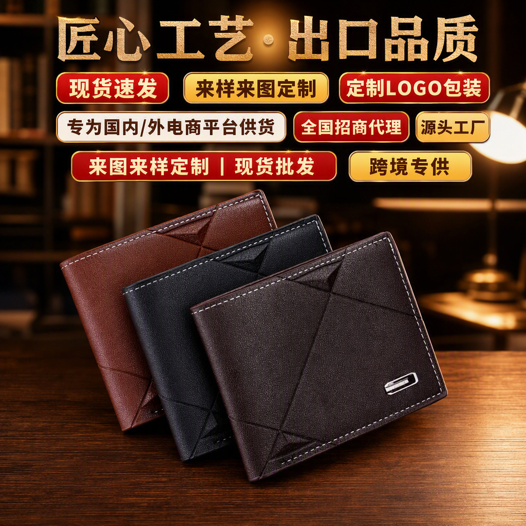 New Men's Wallet Men's Short Multi-Card Slot Fashion Casual Wallet Young Men Thin Section 70% off Horizontal Soft Wallet