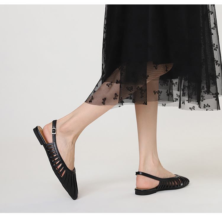 Unique Pointed-toe Buckle Sandals For Women, Hollow Back Strap, Flat-soled, New Summer Fashion Beach Shoes_desvips.com