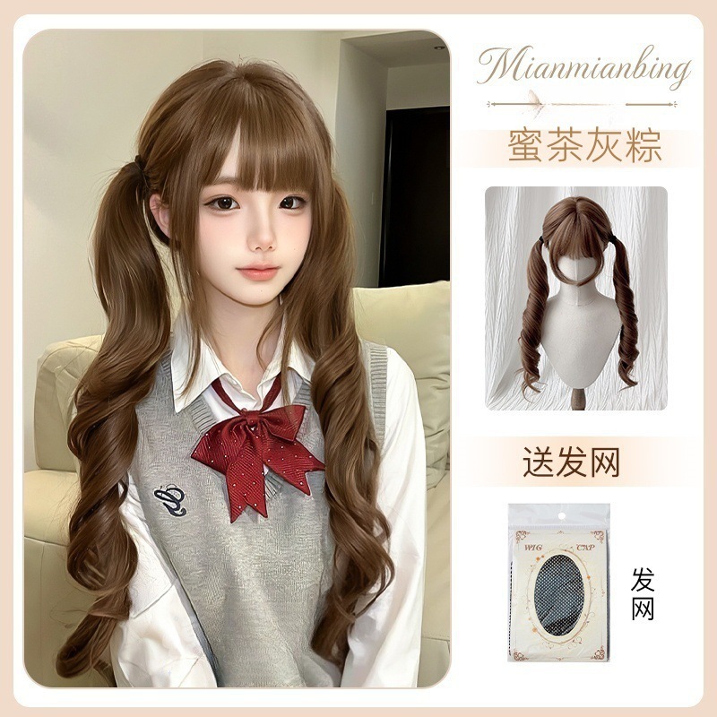 【可扎双马发】假发罗马卷75cm蜜茶色长卷发lolita甜美jk全头套式|undefined
