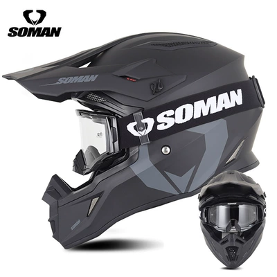 Motorcycle Off-Road Helmet, Men's Electric | Motosiklet kaskı (dəbilqə) - matt-black-diamond-with-transparent-black-s