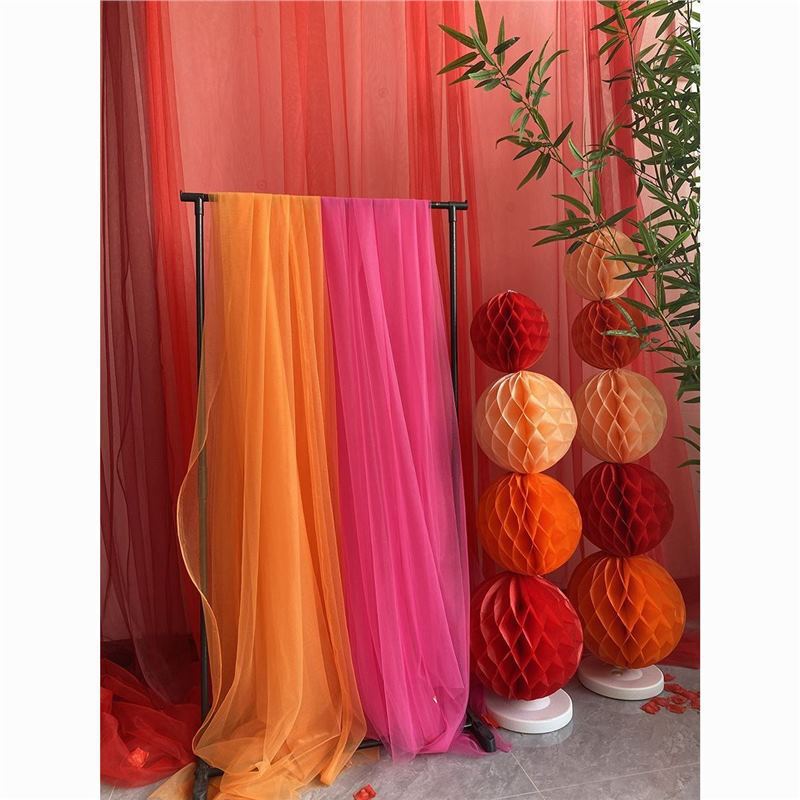 Wedding Wedding Birthday Banquet Decoration Red Festive Series Mesh Soft Yarn Kindergarten Huanchuang Decorative Yarn Veil