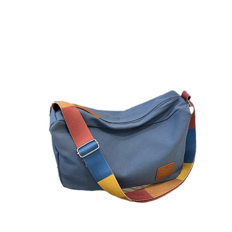 Bolso bandolera de otoño de 2024 de lona de costura estándar real y otras cremalleras