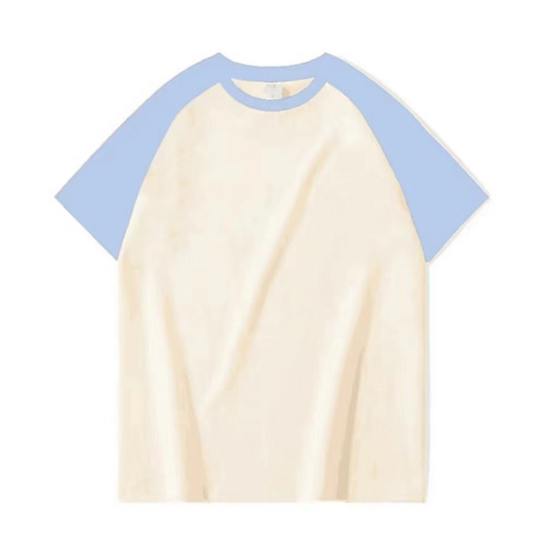 コントラストカラーステッチラグランスリーブ純綿半袖Tシャツカスタム広告文化シャツラウンドネック作業服クラス制服DIYカスタマイズ|undefined