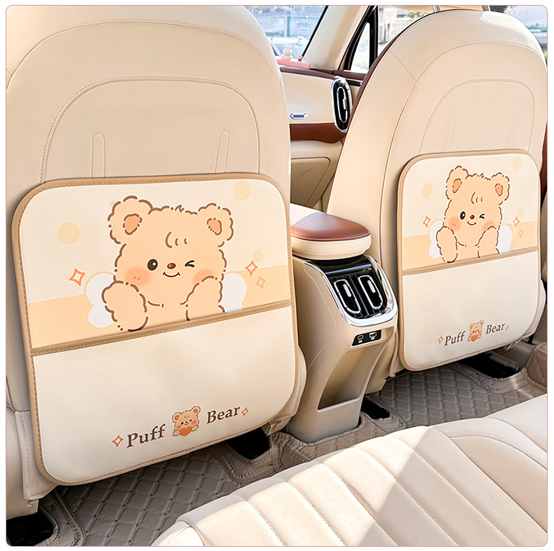 Blue Rain Anti-Kick Pad Cute Bear Car Anti-Kick Pad Creative Multi-Functional Car Seat Back Anti-Dirt Protection Pad