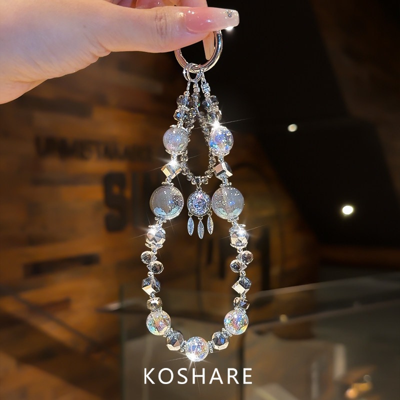 Honey Peach Cat Flash Diamond cadena de teléfonos móviles ligera de lujo nicho de alta calidad bolsos de cristal colgante colgante de mano lindos dibujos animados
