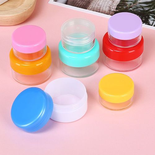 Small plastic bottle with lid, transparent trial size, cream bottle, mini ointment box, cream manicure empty bottle, round box