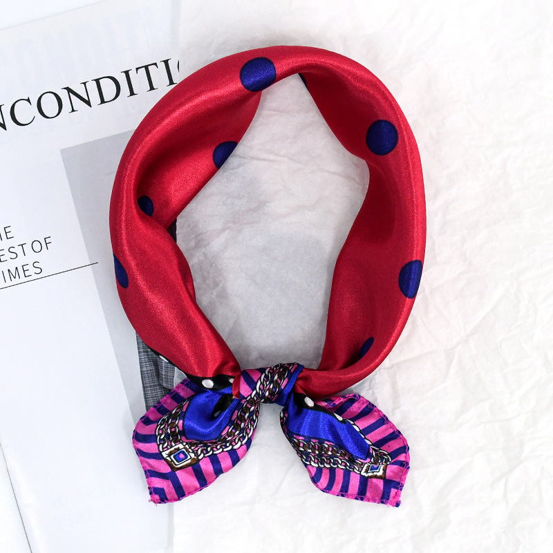 50 toallas cuadradas francesas retro punto de onda de color contraste de moda para proteger el cuello con patrón de cuello de seda de alta calidad bufandas