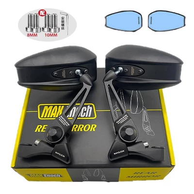 Suitable for Aos4 Electric Vehicle Motorcycle Pedal Rearview Mirror No. 9 Taibell Yadi Extreme Core Maverick No. 9 Aluminum Alloy (Motorcycle rearview mirror) - blue-mirror-standard-mavericks-yadi-deep-table-bell-m8-orthodontic-series