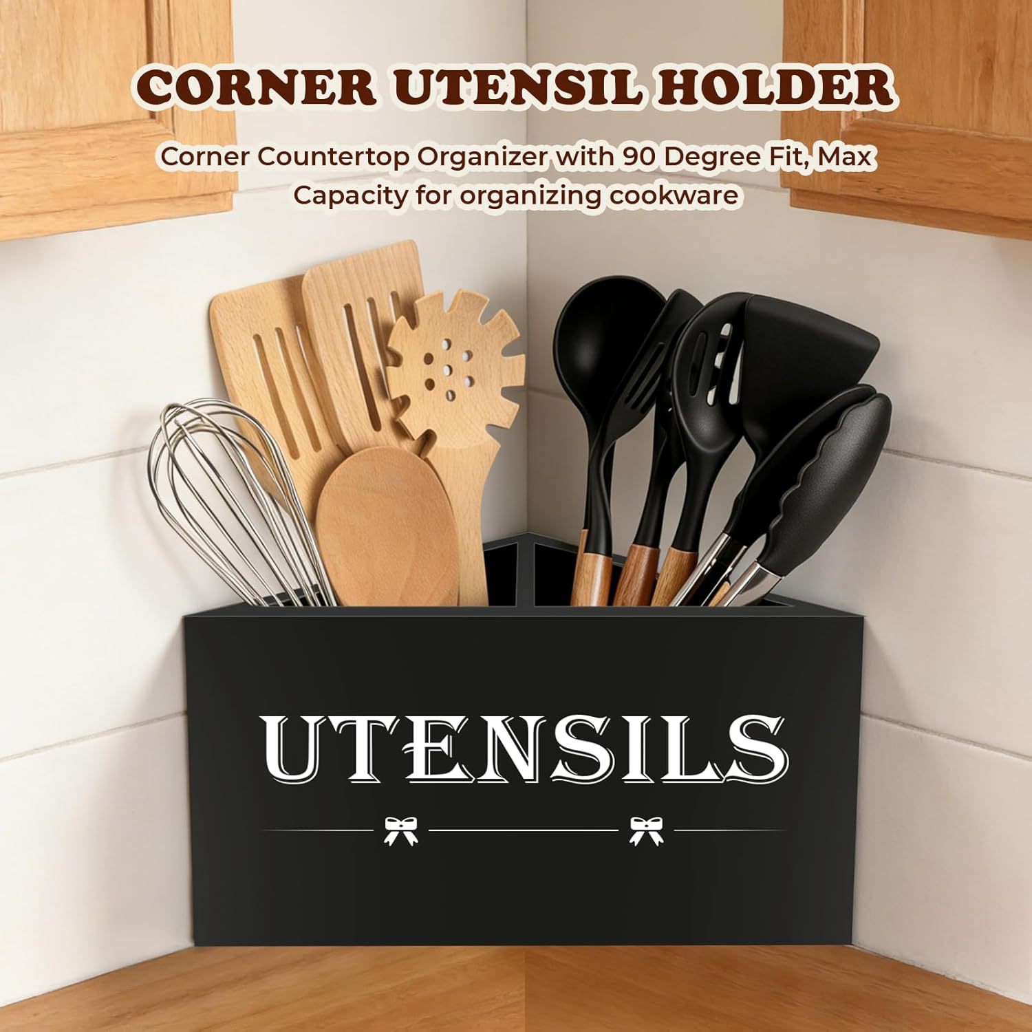 Cross-Border Wooden Cutlery Storage Box Kitchen Tabletop Knife Fork Chopsticks Spatula Storage Box Corner Triangle Organizer Box