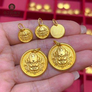 Shuibeijin 999 Pure Gold Wealth God Pendant Zakiram 3D Hard Gold DIY Accessory Necklace and Bracelet Style