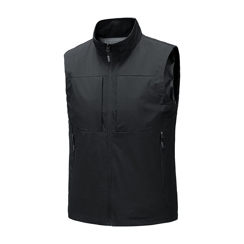 Primavera y otoño hombro casuales chaleco de hombre chaleco al aire libre de mediana edad bolsillo sin mangas chaqueta de hombre de color sólido