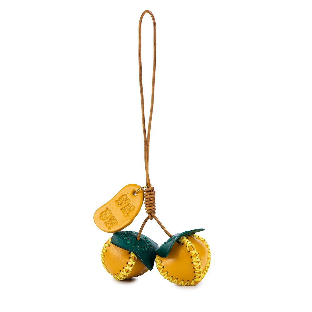 Leather pendant, cute brand keychain, protective amulet, genuine leather