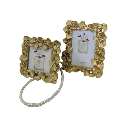 Nordic resin photo frame ginkgo leaf gold living room exhibition hall creative photo frame table soft decoration home furnishings