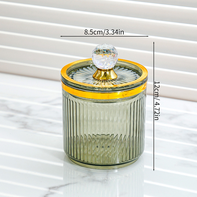 Caja de almacenamiento de hisopo de algodón tocador de escritorio para el hogar tubo de acrílico de plástico transparente a prueba de polvo con tapa Luz Portátil de lujo de alta gama