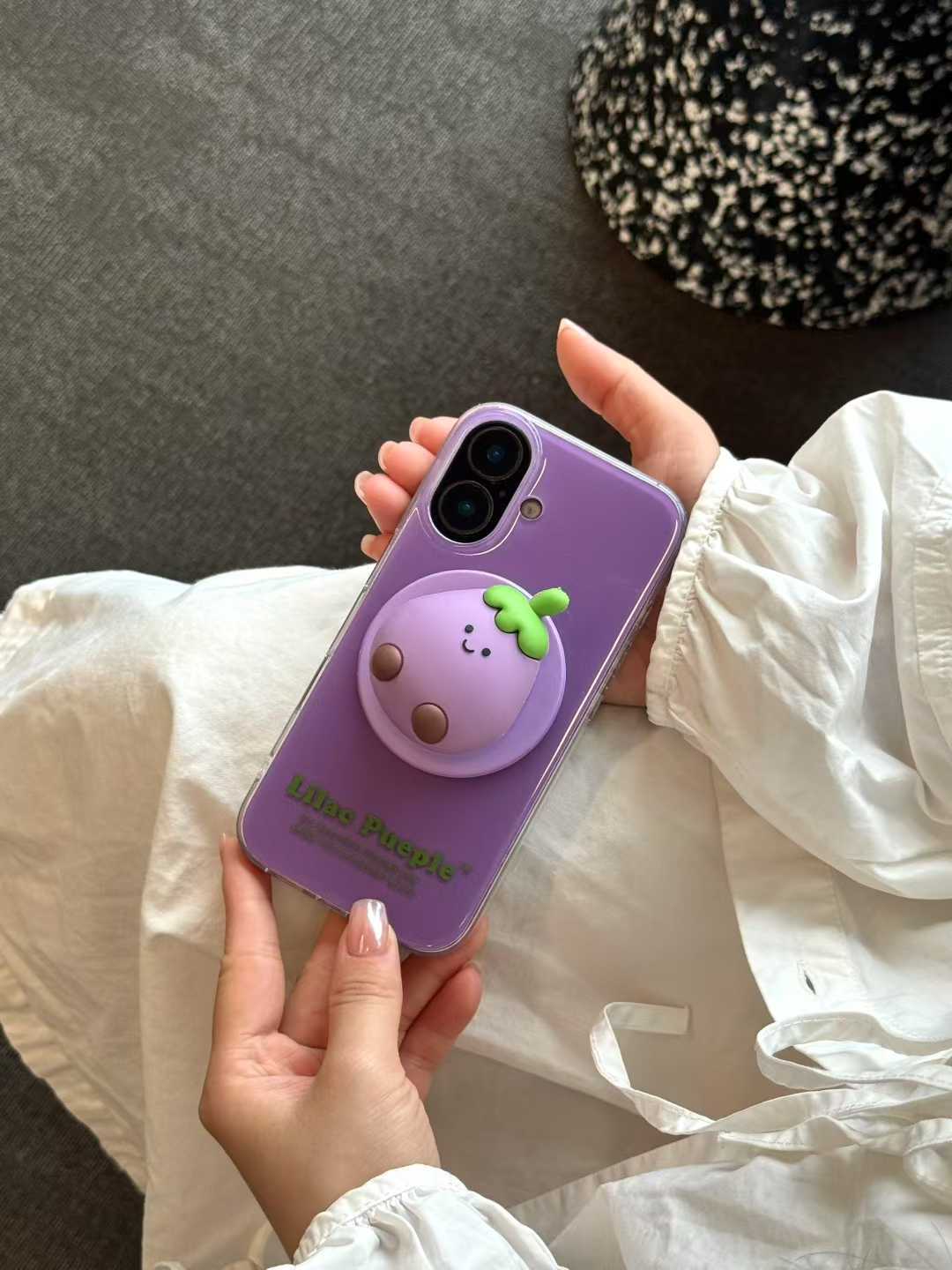 Soporte Magnético para Teléfono con Piedras Preciosas en Gris Humo Estilo Coreano, Compatible con iPhone 17 Pro Max, Apple 14/15, Funda para Teléfono 16