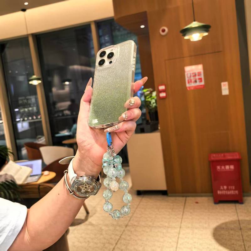 iPhone15/14promax Apple 16 携帯電話ケース 13 ブレスレット保護カバー付きのフラッシュグリーンボール紙|undefined