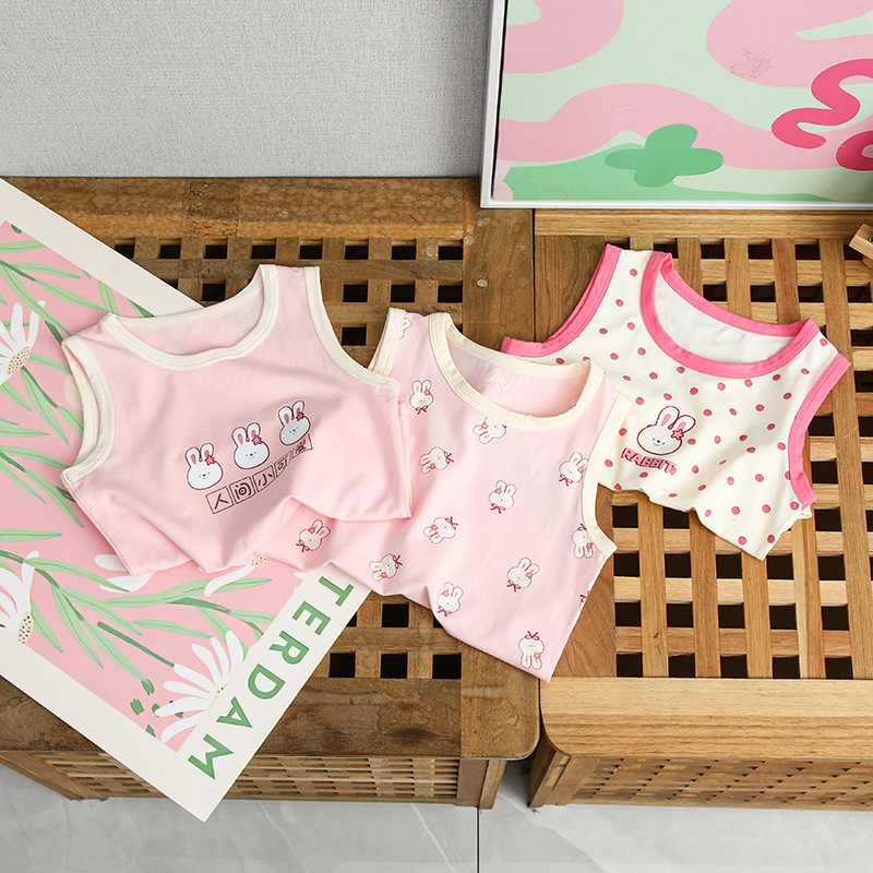 Children's Cotton Lycra Vest Summer Thin Cartoon Printed Children's Boys' and Children's Sleeveless Base Shirt