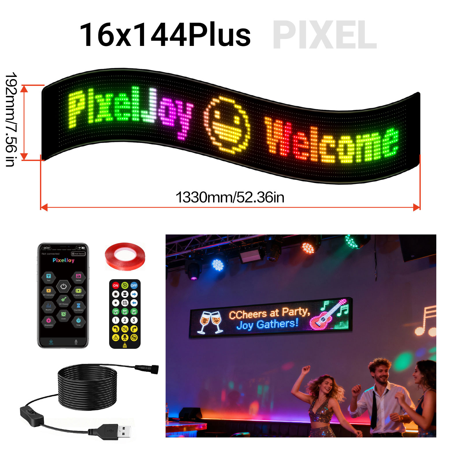 16 * 144 Plus píxeles (tamaño 192 * 1330mm)
