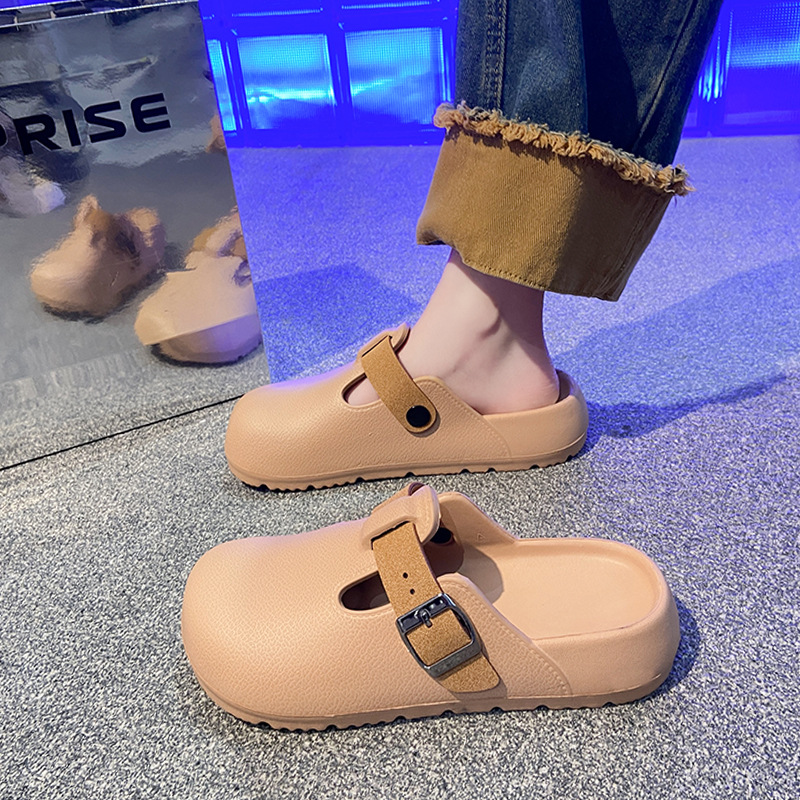 Damas de verano zapatos perezosos EVA ligero Bocken zapatillas de suela gruesa nuevas zapatillas de pesca Bocken media sandalias