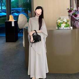 松弛感慵懒气质休闲套装女夏不规则防晒罩衫披肩吊带连衣裙两件套