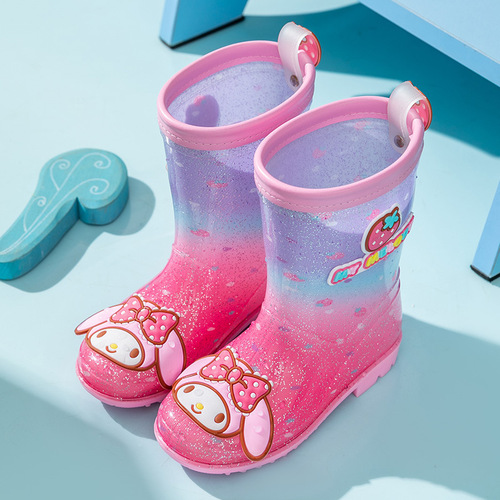 Sanrio Four Seasons Children's Rain Boots Kyoya Cat Rain Boots for Girls, Non-Slip, Kindergarten and Primary School Students, Fashion Wholesale