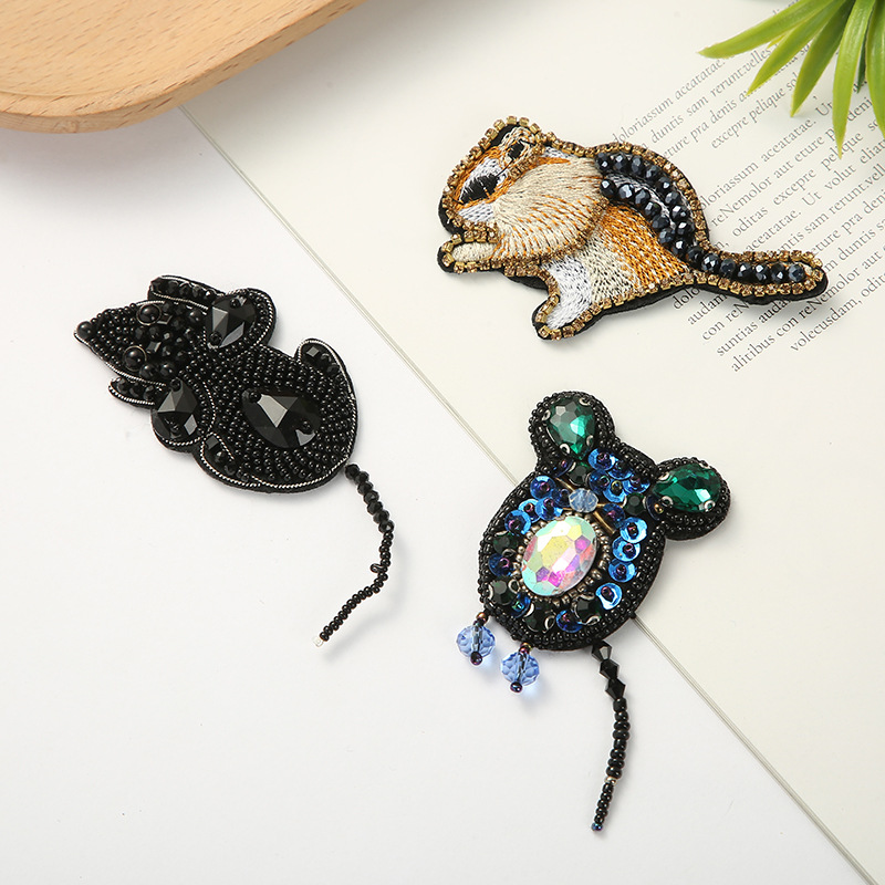 手工钉钻小老鼠松鼠发卡布贴服装辅料DIY配饰箱包鞋帽服装装饰