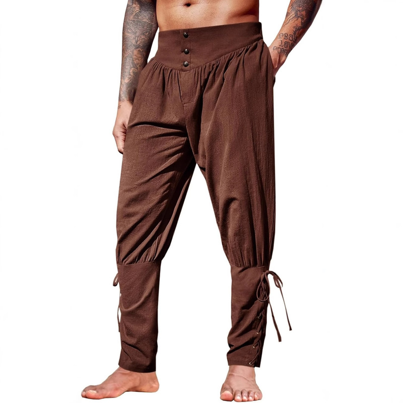 2025 Men's Casual Pants New Amazon Casual Pants Summer Trousers Ankle Strap Pants Medieval Pirate Ship Pants