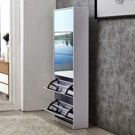 工厂批发大户型镜面翻斗鞋柜全身镜柜落地收纳玄关柜五斗双层鞋柜