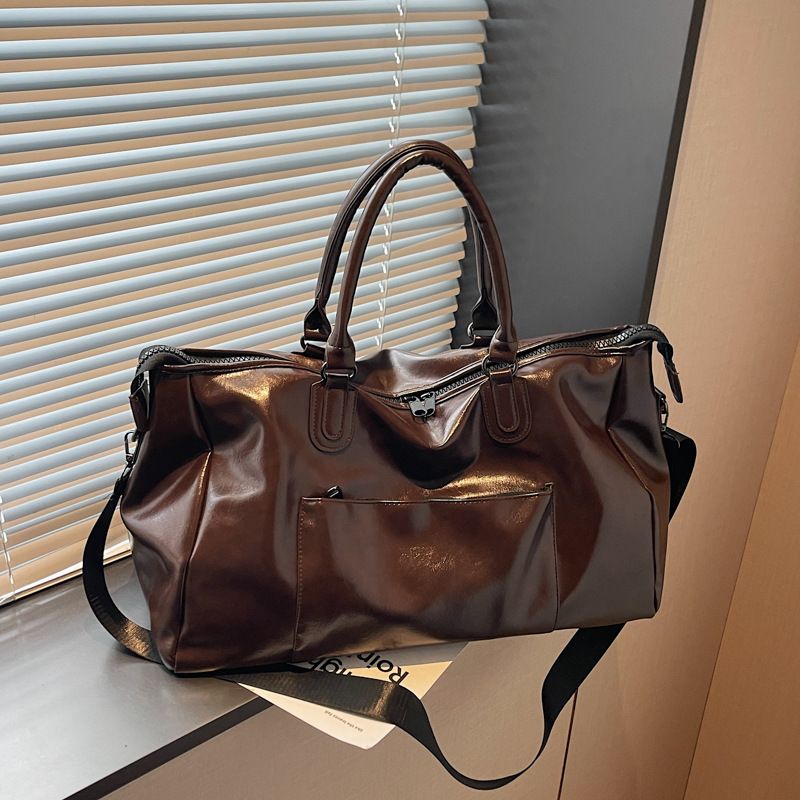 Vintage Leather Handheld Travel Bag, Large Capacity Outdoor Sports & Gym Bag, Crossbody Business Trip Luggage Bag For Men And Women - Thumbnail 6