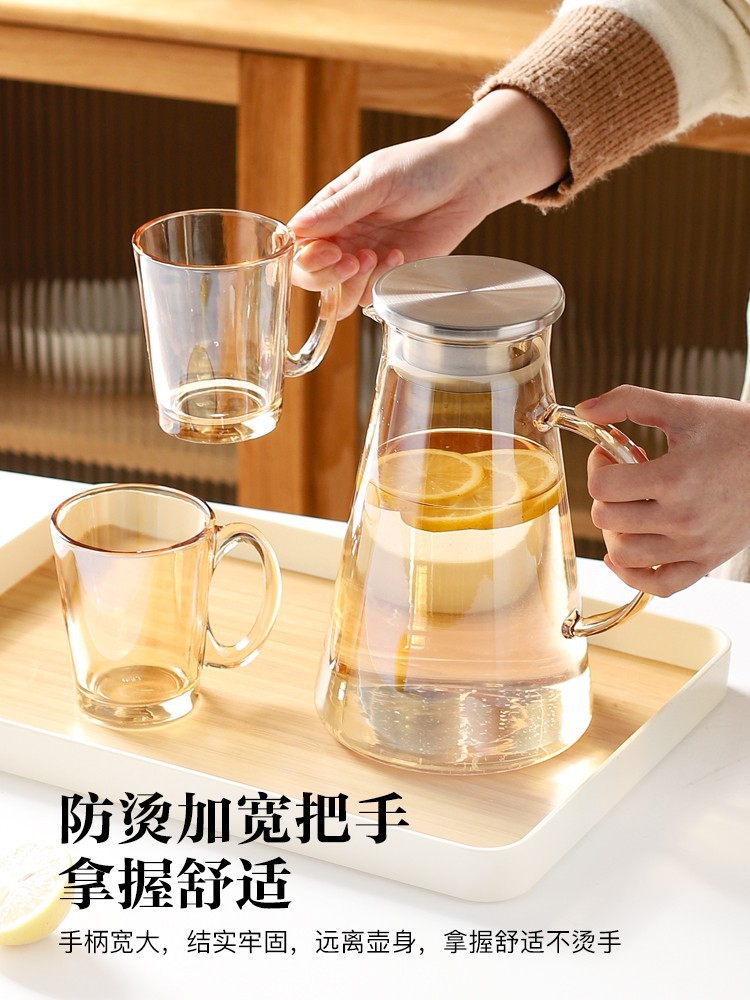 冷水壺家用耐高溫玻璃涼開水壺大容量高顏值茶壺涼水杯套裝