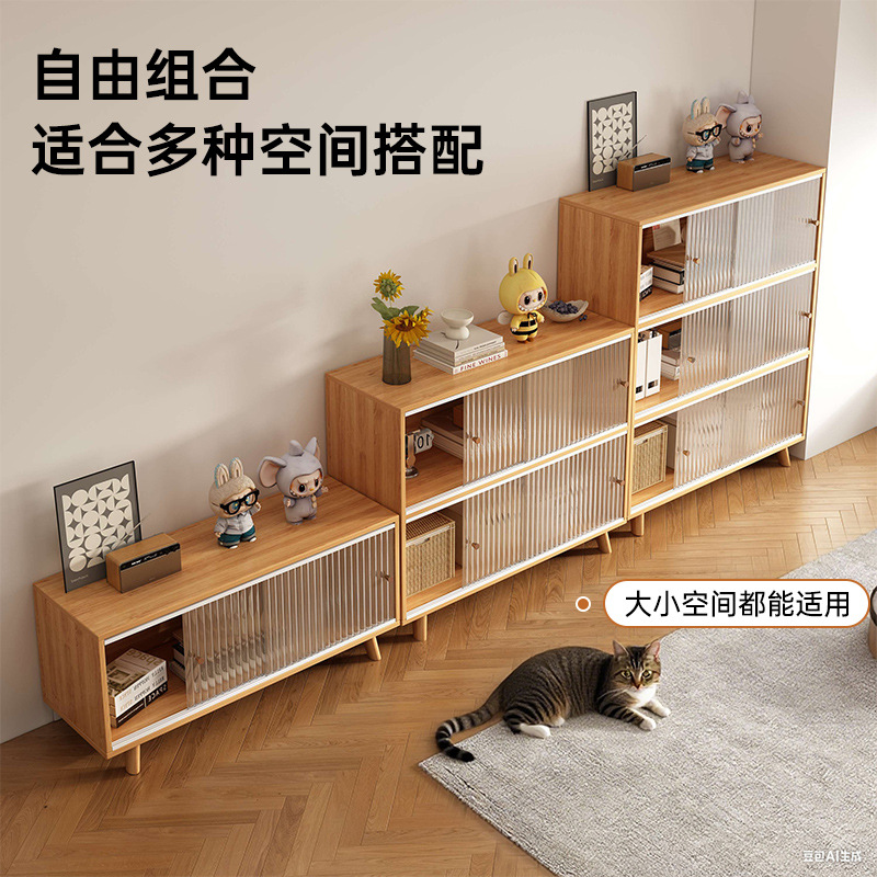 Estantes de madera maciza estantería de piso sala de estar 2025 nuevo gabinete de biblioteca casero gabinete de almacenamiento combinado gabinete de exhibición