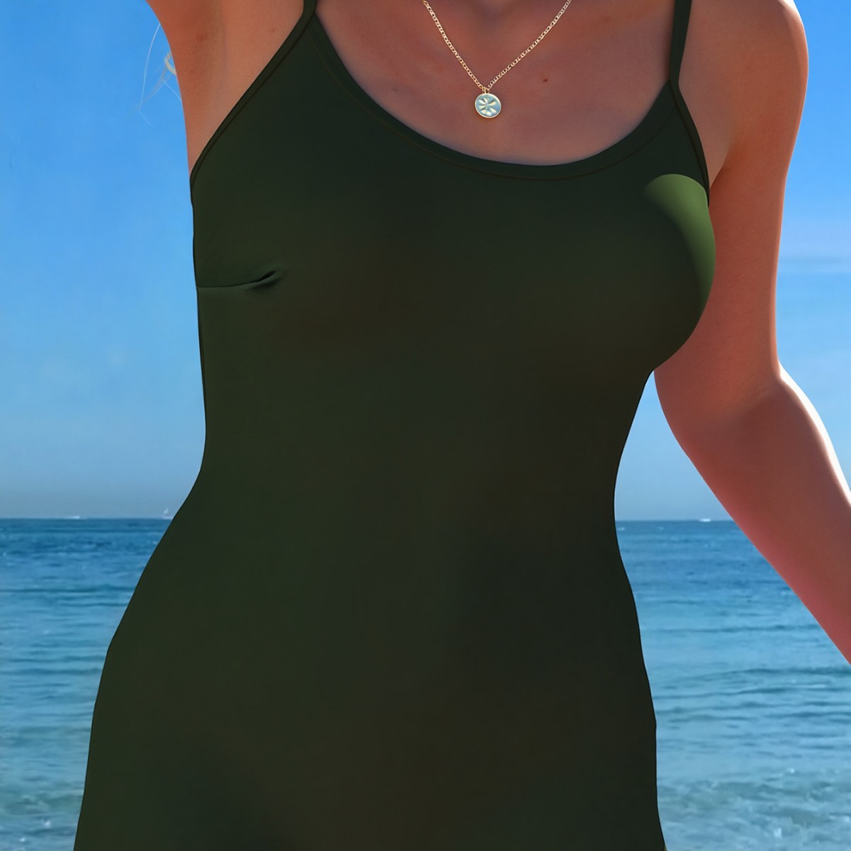 Women's Sexy Solid Color Bikini Swimsuit New Four Corner Shorts One Piece_ecoleips.com