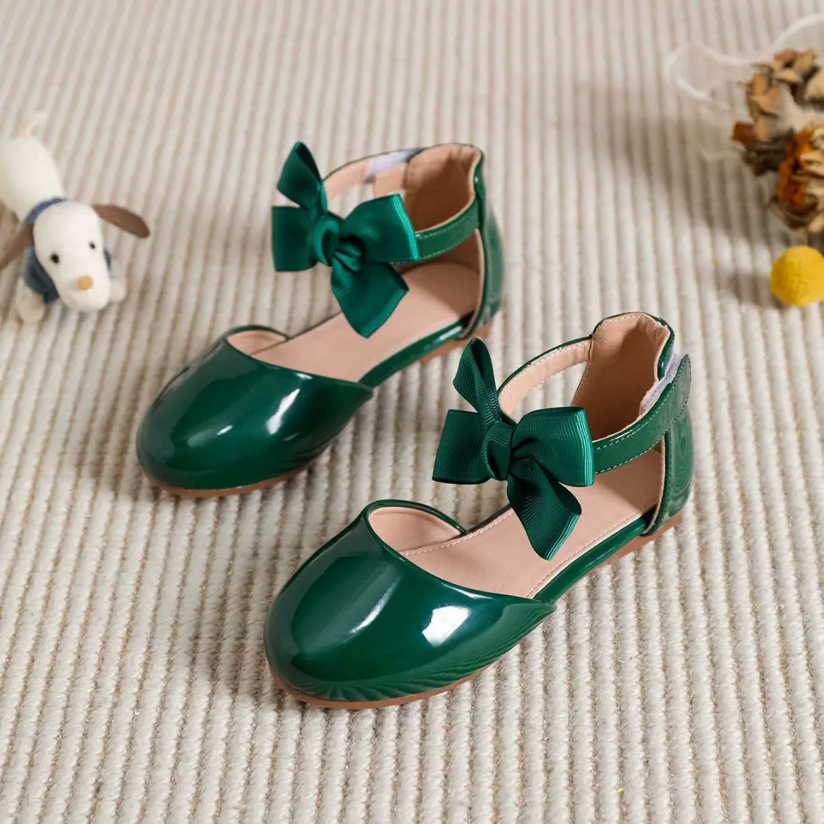 跨境外贸女童春季新款韩版蝴蝶结防滑软底单鞋洋气百搭公主小皮鞋