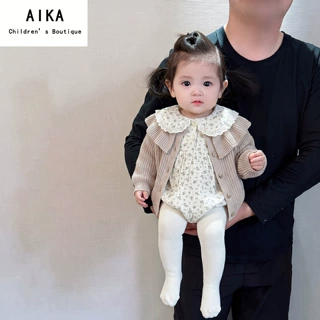 宝宝衣服秋装甜美哈衣针织开衫女宝宝超好看小套装秋季洋气连体衣
