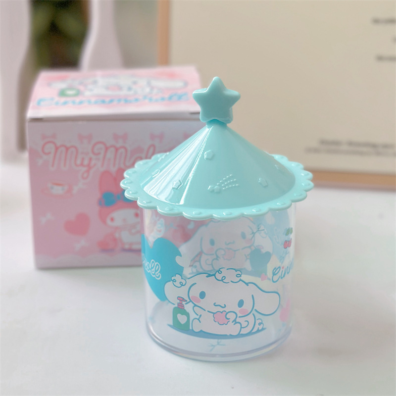 クロミデスクトップ綿棒収納ボックス蓋付き収納ボックスラウンドデスクトップ小箱透明綿棒ボックス|undefined