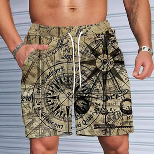 Street men's versatile fashion loose shorts mesh breathable beach pants trend 3D digital printing direct sales