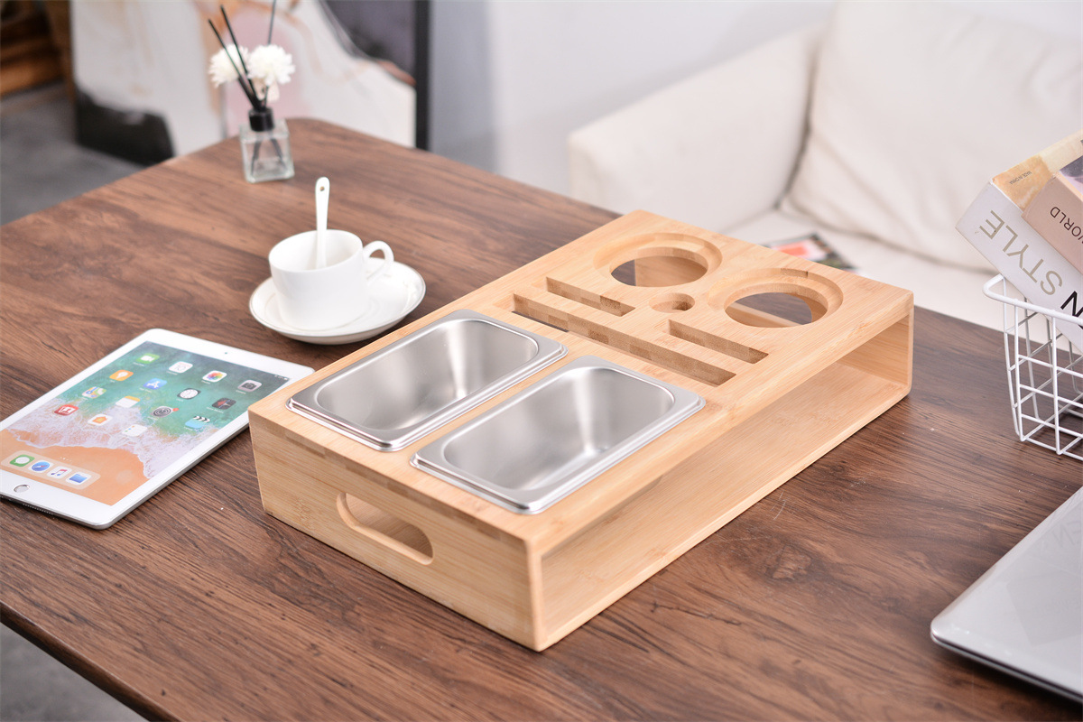 Caja de snack de sofá de madera maciza transfronteriza caja de cerveza de madera bandeja de almacenamiento de control remoto de escritorio soporte caja de almacenamiento de snack