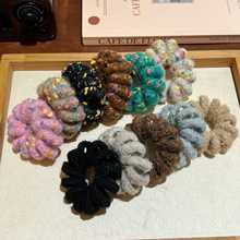 新款毛线电话线发圈简约耐用毛绒发绳可爱扎头头绳高端橡皮筋女