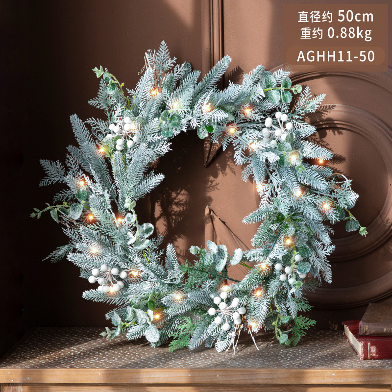 Guirnalda navideña mixta de PE Gangheng de 50 cm, decoración de nieve, guirnalda colgante, decoración de escena, decoración de puerta, adornos colgantes