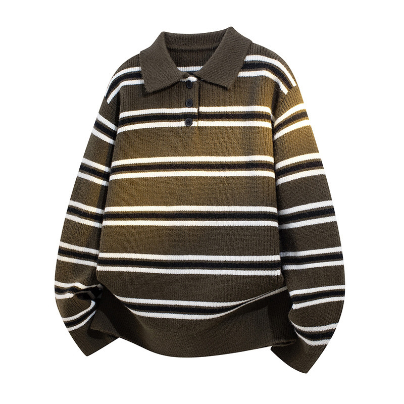 POLO camisa de punto a rayas suéter hombre perecido viejo estilo alto invierno / otoño suéter comercio exterior al por mayor transfronterizo image 10