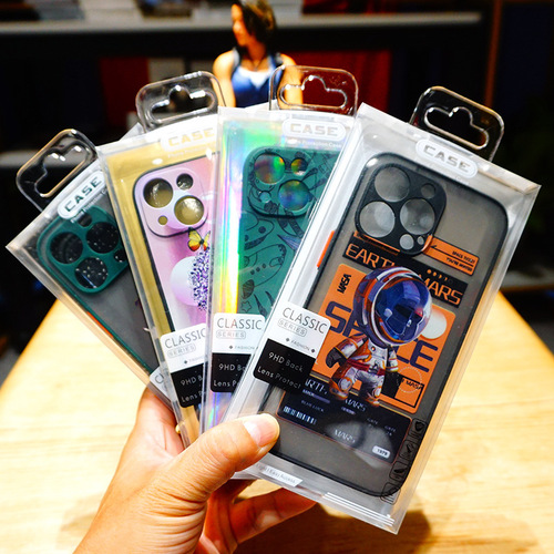 Transparent PVC phone case packaging box for Huawei and Apple iPhone 14 phone cases with PET glue box