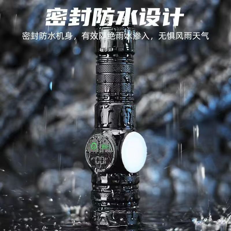 强光变焦强光手电筒多功能户外便携应急LED显示可充电手电批发|undefined