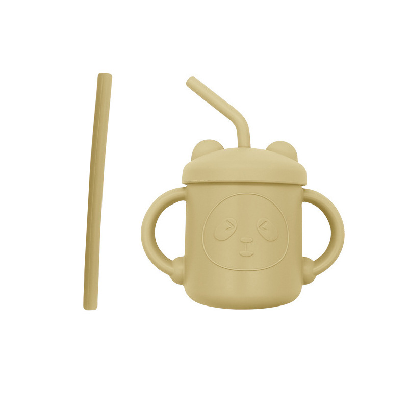 Taza de paja para niños taza de silicona taza de agua de Panda