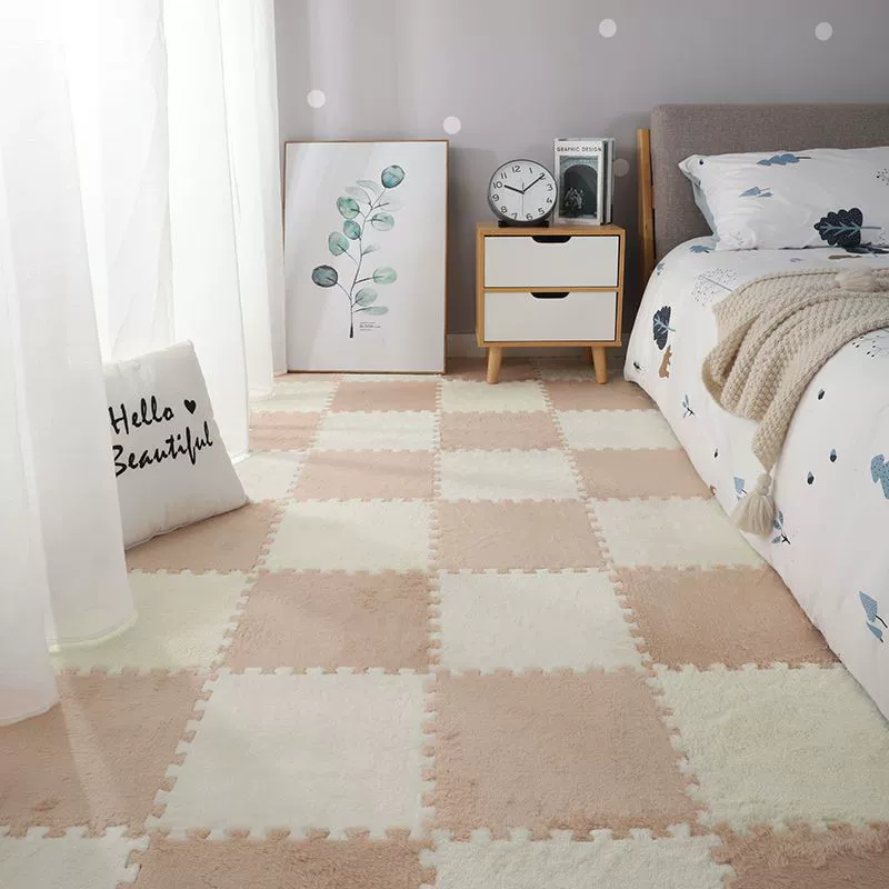 Плоский коврик (INS) 30×30×1.2 см, плюшевые Interlocking плитки для спальни девушки и прикроватной зоны
