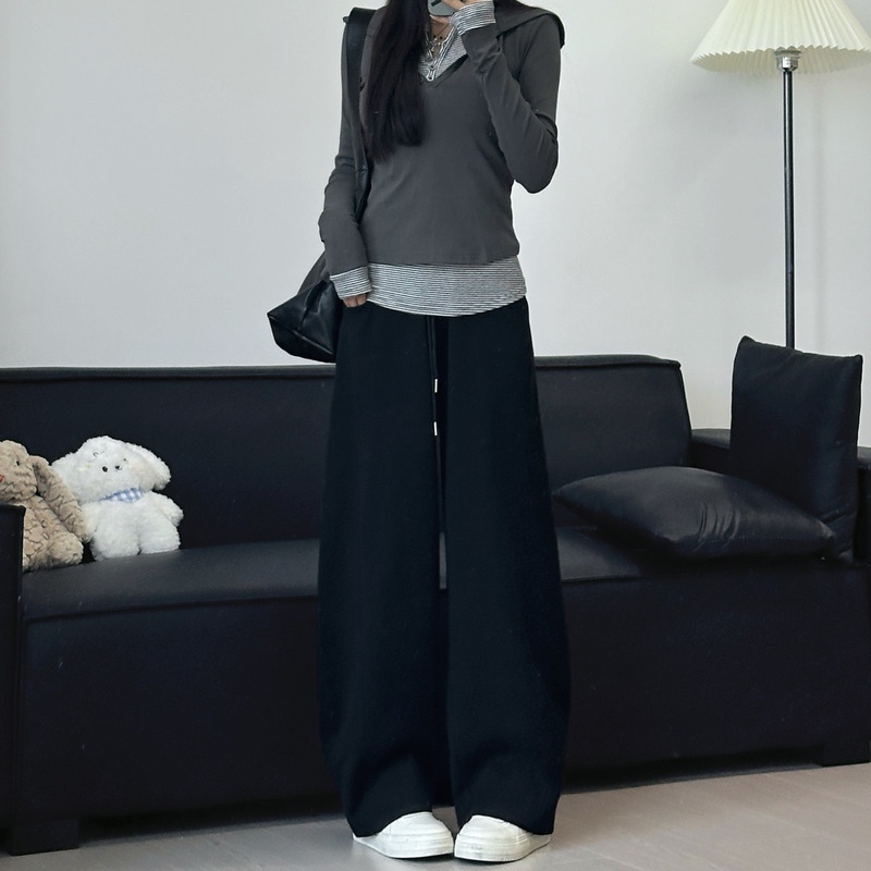 运动弯刀裤女秋冬2025新款高腰宽松直筒显瘦弯刀裤秋季休闲阔腿裤|undefined