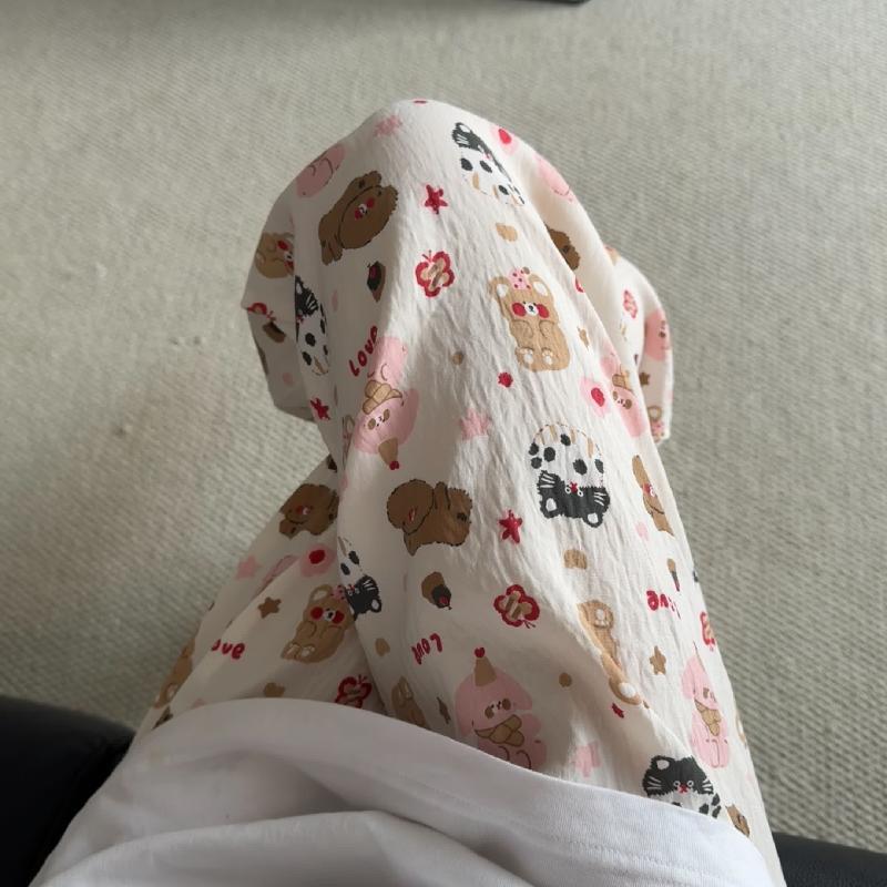 Primavera y verano · Pantalones de pijama casuales para mujeres pantalones a prueba de mosquitos rojos en línea 2025 nuevos pantalones caseros para llevar