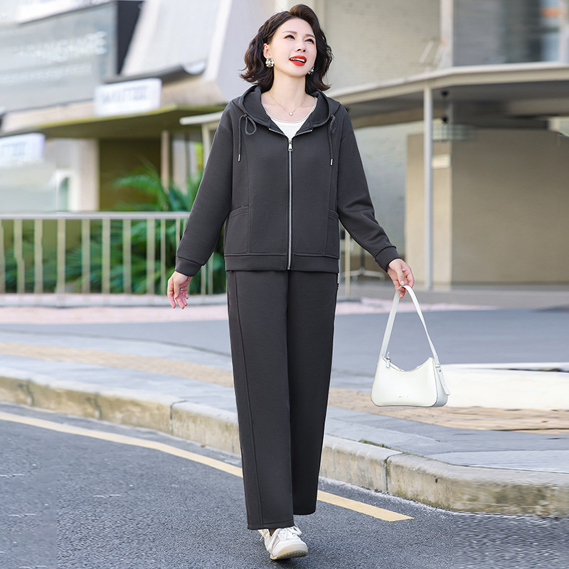 妈妈秋装新款运动套装40岁50中老年女春秋休闲两件套长袖上衣外套|undefined