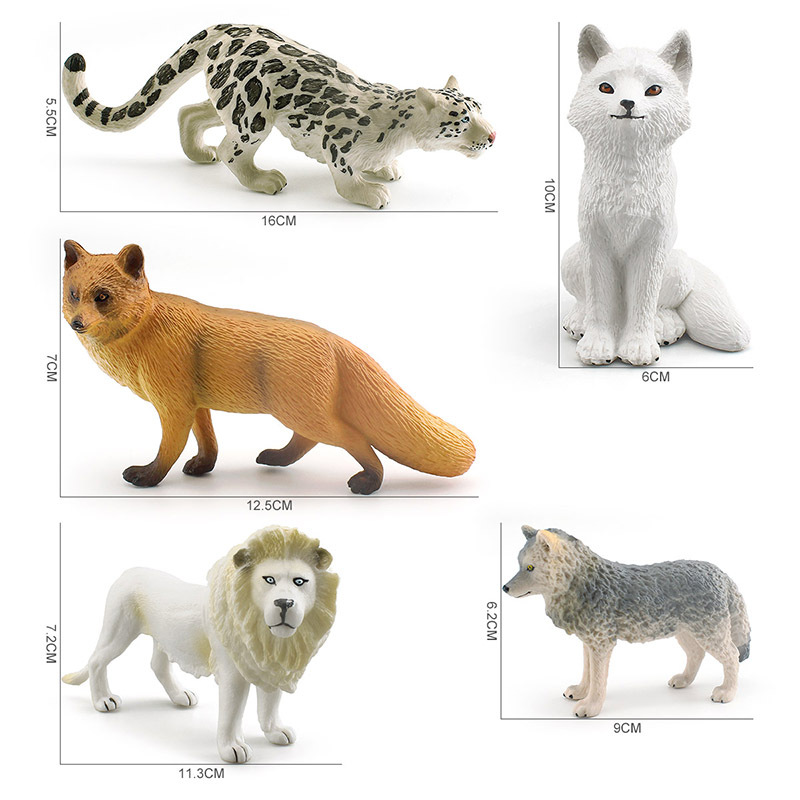 Simulación transfronteriza bosque animal modelo pequeño gris lobo grande zorro rojo blanco León nieve leopardo Artico zorro escritorio decoración juguete