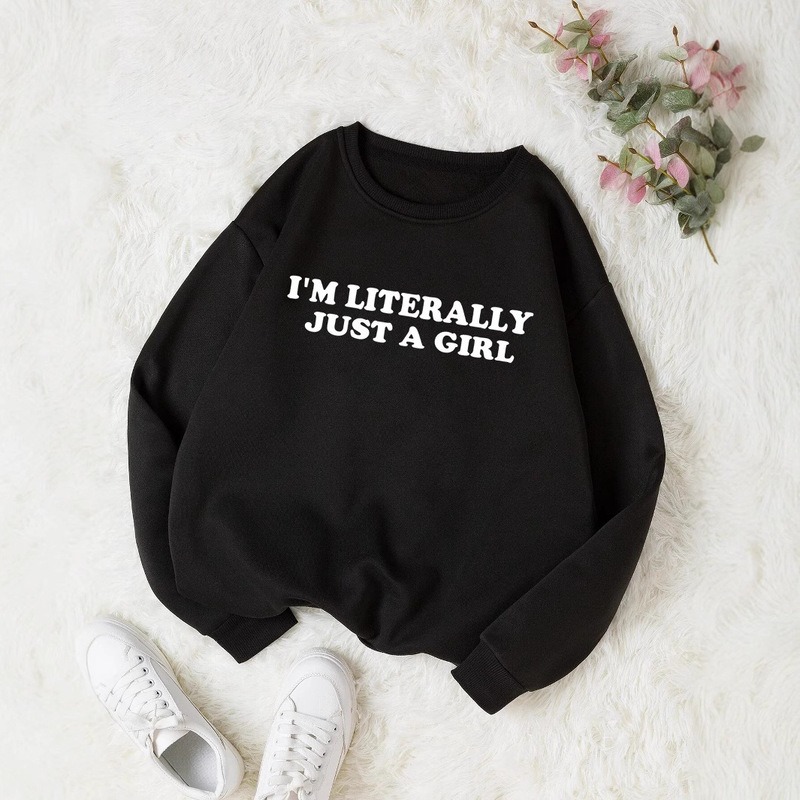 Long-Sleeve Pullover with Crew Neck, Loose Fit, and Velvet Lining, Featuring a Floral Print